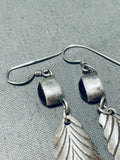 One Of The Best Vintage Native American Navajo Onyx Sterling Silver Earrings-Nativo Arts