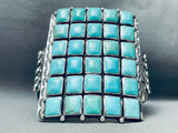 The Biggest Best Vintage Native American Navajo Square Turquoise Sterling Silver Bracelet-Nativo Arts