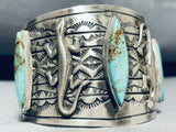 Captivating Native American Navajo Royston Turquoise Gecko Sterling Silver Bracelet-Nativo Arts