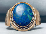 One Of The Best Ever Huge Domed Azurite Sterling Silver Gold Bracelet-Nativo Arts