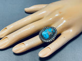 Majestic Vintage Native American Navajo Morenci Turquoise Sterling Silver Ring-Nativo Arts