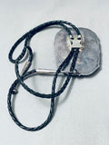 Huge Heavy Vintage Native American Navajo Hand-carved Eagle Sterling Silver Bolo Tie-Nativo Arts