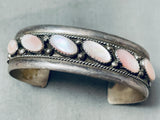 Beautiful Vintage Native American Navajo Slanted Shell Sterling Silver Bracelet-Nativo Arts