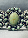 Totally Fab!! Vintage Native American Navajo Green Turquoise Satellite Sterling Silver Bracelet-Nativo Arts