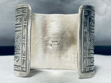 Heavy 123 Grams Native American Navajo Sun Face Sterling Silver Wide Bracelet Cuff-Nativo Arts