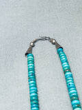 Stunning Vintage Native American Navajo Disc Turquoise Sterling Silver Feather Necklace-Nativo Arts