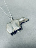 Whimsical Vintage Native American Navajo Sterling Silver Brownbear Necklace-Nativo Arts