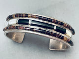 One Of The Most Unique Vintage Native American Navajo Heishi Inlay Sterling Silver Bracelet-Nativo Arts