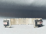 Detailed Vintage Native American Navajo Pink Shell Sterling Silver Bracelet-Nativo Arts