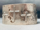 Wide Detailed Vintage Navajo Cross Sterling Silver Bracelet-Nativo Arts