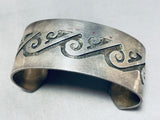 Impressive Vintage Native American Hopi Sterling Silver Overlay Waves Bracelet-Nativo Arts