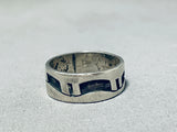 Noteworthy Vintage Signed Native American Hopi Sterling Silver Overlay Large Ring-Nativo Arts