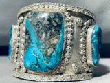 The Best Vintage Native American Navajo Blue Diamond Turquoise Sterling Silver Bracelet-Nativo Arts