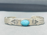 Impressive Vintage Native American Navajo Blue Gem Turquoise Sterling Silver Bracelet-Nativo Arts