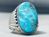 Robert Leekya Native American Zuni Channel Sleeping Beauty Turquoise Sterling Silver Ring-Nativo Arts