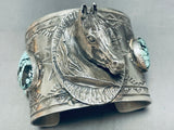 167 Grams!! Horse Portrait Native American Navajo Turquoise Sterling Silver Bracelet-Nativo Arts