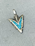 Rare Vintage Native American Navajo Turquoise Chip Inlay Sterling Silver Arrowhead Pendant-Nativo Arts