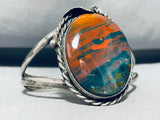Planet Mars Agate Vintage Native American Navajo Sterling Silver Bracelet Old-Nativo Arts