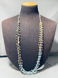 Native American Captivating Vintage Santo Domingo Turquoise Shell Squares 5 Strand Necklace-Nativo Arts