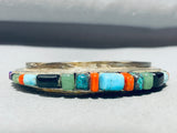 6 Inch Wrist Vintage Native American Navajo Lee Paulin Inlay Sterling Silver Turquoise Bracelet-Nativo Arts