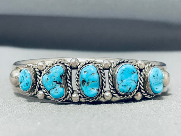 Special Vintage Native American Navajo Morenci Turquoise Sterling Silver Bracelet-Nativo Arts