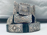Vince Platero Vintage Native American Navajo Hand Tooled Sterling Silver Concho Belt-Nativo Arts