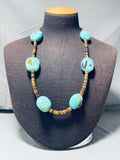 Rare Rounded Turquoise Vintage Native American Navajo Heishi Sterling Silver Necklace-Nativo Arts