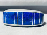 6 Inch Wrist Larson Lee Vintage Native American Navajo Lapis Inlay Sterling Silver Bracelet-Nativo Arts