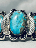One Of The Best Vintage Native American Navajo Blue Diamond Turquoise Sterling Silver Bracelet-Nativo Arts