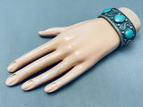 Swirls Galore Vintage Native American Navajo Sky Blue Turquoise Sterling Silver Bracelet-Nativo Arts