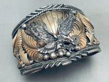 Huge Hand Tooled Vintage Native American Navajo Sterling Silver Eagle Bracelet Cuff-Nativo Arts