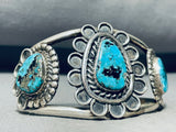 Rare Gilbert Turquoise! Old Deposit Vintage Native American Navajo Sterling Silver Bracelet-Nativo Arts