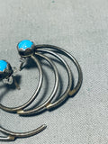 Marvelous Vintage Native American Navajo Sleeping Beauty Turquoise Sterling Silver Earrings-Nativo Arts