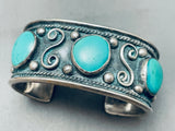 Swirls Galore Vintage Native American Navajo Sky Blue Turquoise Sterling Silver Bracelet-Nativo Arts