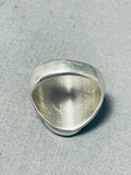 Brilliant Vintage Native American Navajo Turquoise Inlay Sterling Silver Large Ring-Nativo Arts