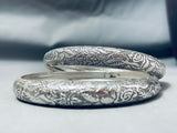 Exquisite Vintage Native American Sterling Silver Bracelet Set