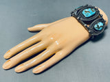 One Of The Finest Vintage Native American Navajo Morenci Turquoise Sterling Silver Bracelet-Nativo Arts