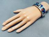Brian Yazzie 6.5 Inch Wrist Vintage Native American Navajo Sterling Silver Bracelet Turquoise-Nativo Arts