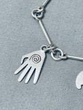 Handmade Link Chain Vintage Southwest Petroglyph Sterling Silver Charm Bracelet