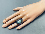 Incredible Vintage Native American Navajo Spiderweb #8 Turquoise Sterling Silver Ring-Nativo Arts