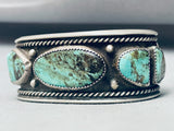 Green Basalt Turquoise!! Vintage Native American Navajo Sterling Silver Bracelet-Nativo Arts