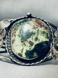 The Most Unique Vintage Native American Navajo Green Jasper Sterling Silver Bracelet-Nativo Arts