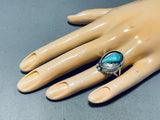 Gorgeous Vintage Native American Navajo Pilot Mountain Turquoise Sterling Silver Ring-Nativo Arts