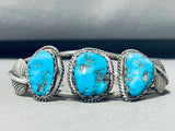 Exceptional Vintage Native American Navajo Morenci Turquoise Sterling Silver Bracelet-Nativo Arts