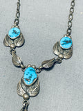 Outstanding Vintage Native American Navajo Morenci Turquoise Sterling Silver Necklace-Nativo Arts