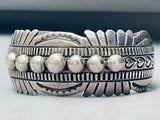 One Of The Most Detailed Vintage Native American Navajo Hand Tooled Sterling Silver Bracelet-Nativo Arts