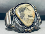 Hand Carved Opulent Vintage Native American Navajo Sterling Silver Native Woman Bracelet-Nativo Arts