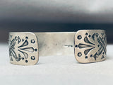 Detailed Flower Vintage Native American Navajo Sterling Silver Bracelet Cuff-Nativo Arts