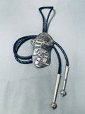 Museum Quality 1950's Native American Hopi Vintage Sterling Silver Bolo Tie
