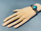 Rare Vintage Native American Navajo Foggy Green Turquoise Sterling Silver Bracelet-Nativo Arts